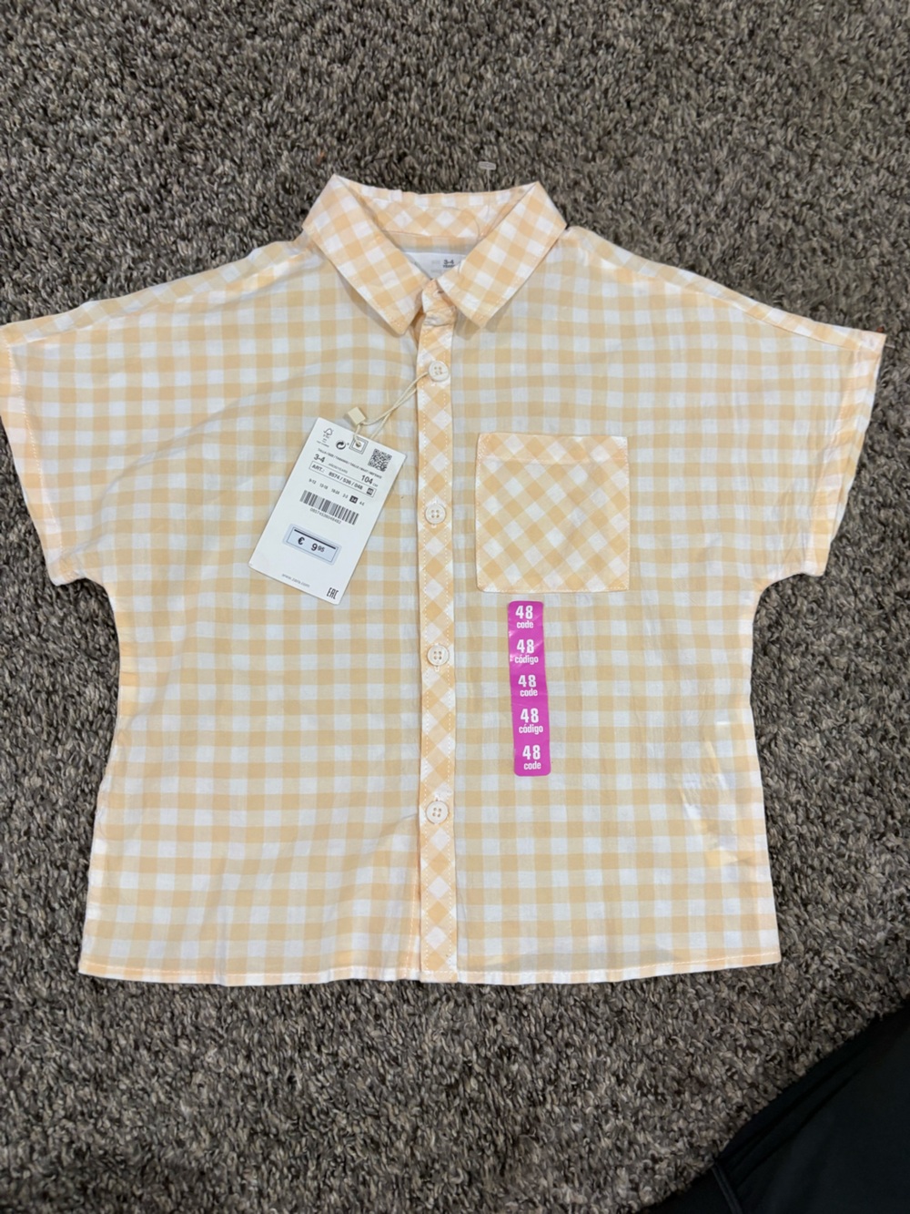 Zara Yellow and Cream Gingham Button Top
